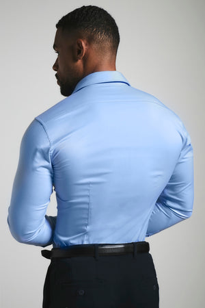 Muscle Fit Dress Shirt in Mid Blue