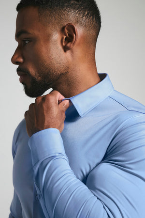 Muscle Fit Dress Shirt in Mid Blue