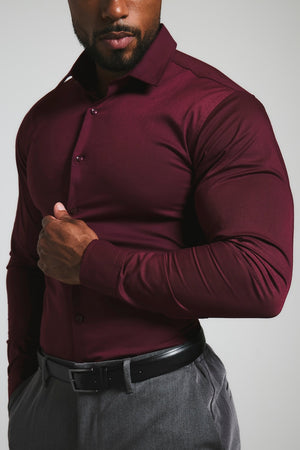 Muscle Fit Dress Shirt in Burgundy