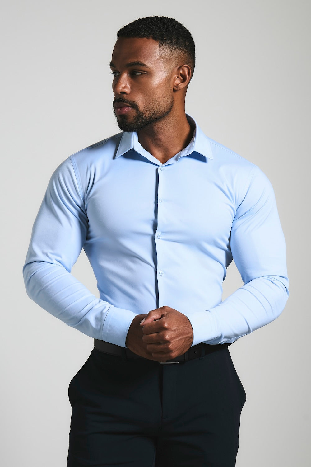 Muscle Fit Dress Shirt in Light Blue