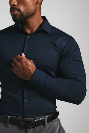 Muscle Fit Dress Shirt in Navy Blue