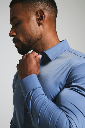 Muscle Fit Dress Shirt in Steel Blue