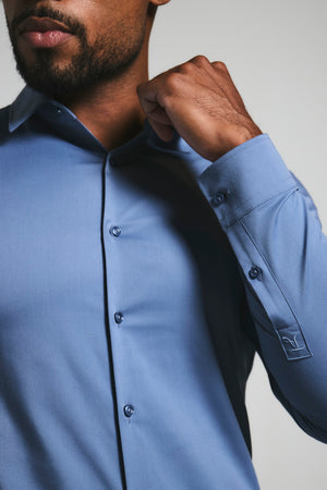 Muscle Fit Dress Shirt in Steel Blue