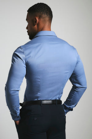 Muscle Fit Dress Shirt in Steel Blue