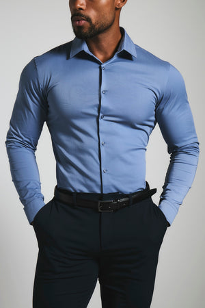 Muscle Fit Dress Shirt in Steel Blue