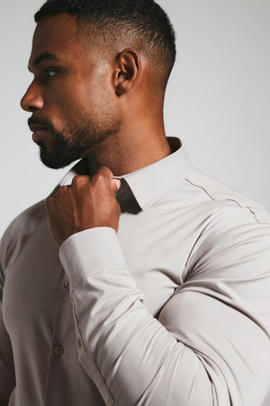 Muscle Fit Dress Shirt in Stone