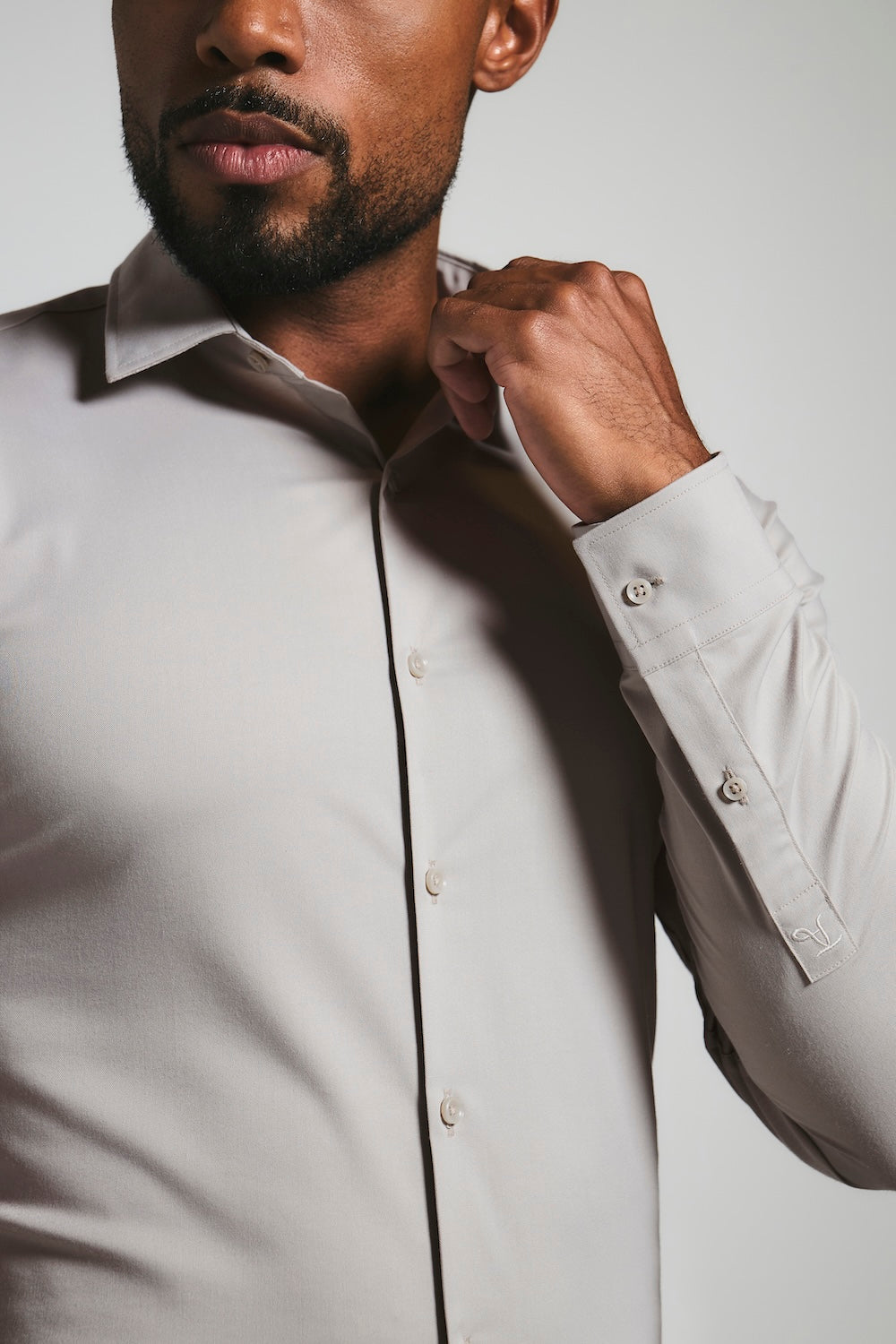 Muscle Fit Dress Shirt in Stone