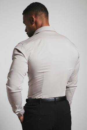 Muscle Fit Dress Shirt in Stone