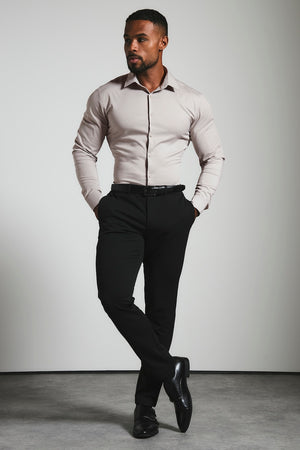 Muscle Fit Dress Shirt in Stone