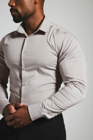 Muscle Fit Dress Shirt in Stone