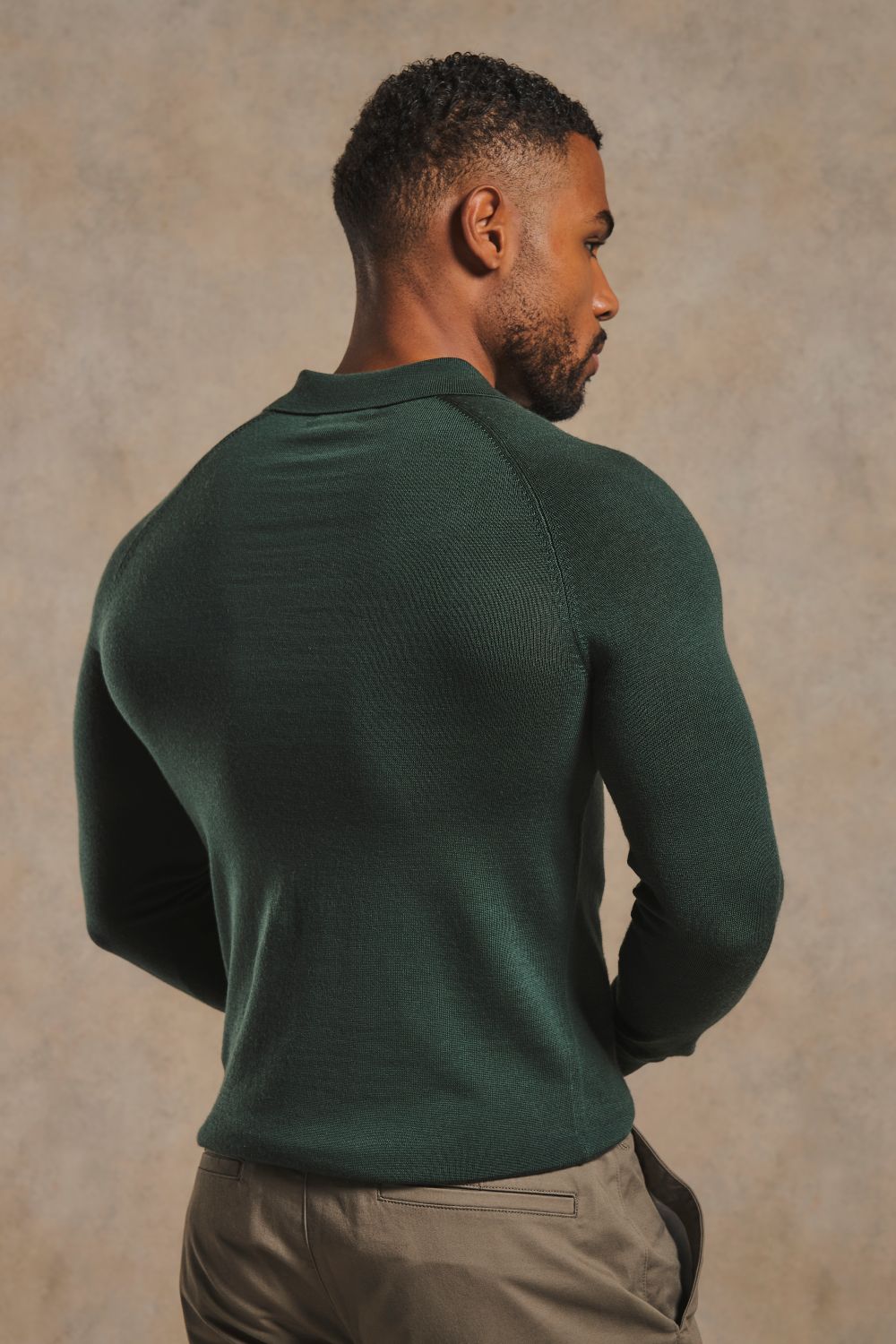 Extra Fine Merino Wool Polo Shirt in Dark Green