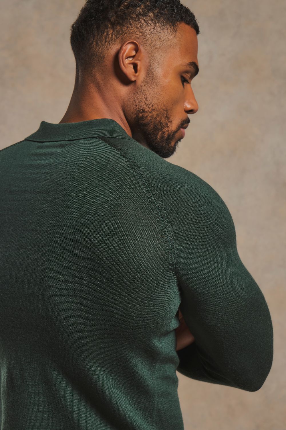 Extra Fine Merino Wool Polo Shirt in Dark Green
