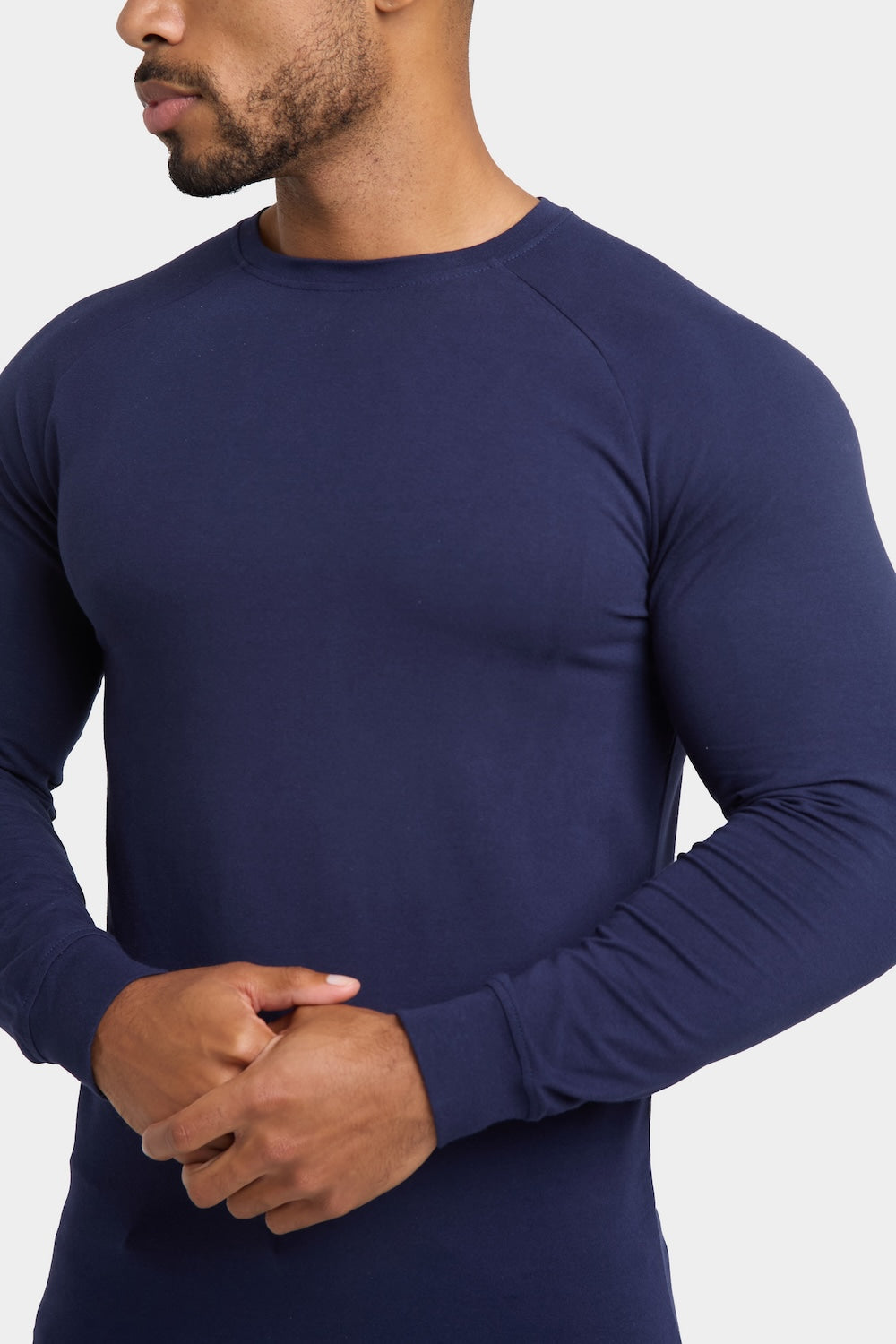 Muscle Fit 3 Pack Long Sleeve T-Shirt in Black, Navy & White