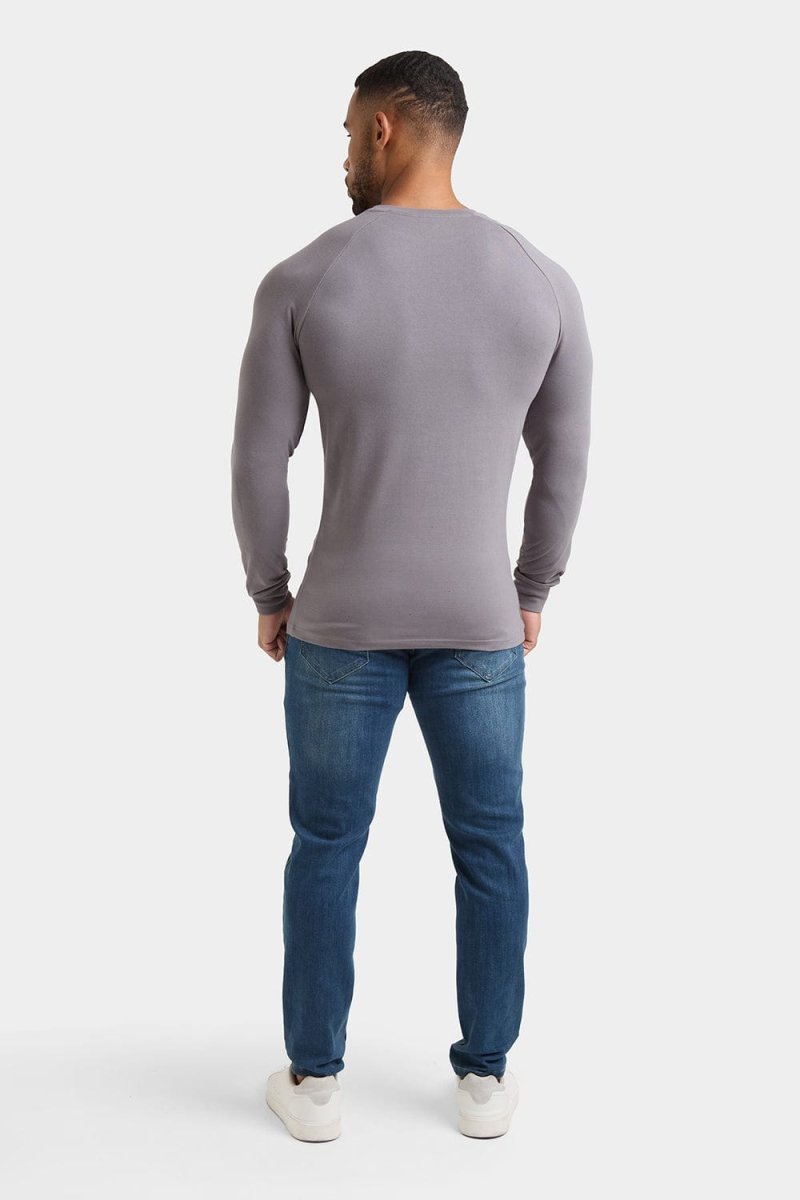 Muscle Fit Long Sleeve T-Shirt in Charcoal - TAILORED ATHLETE - ROW