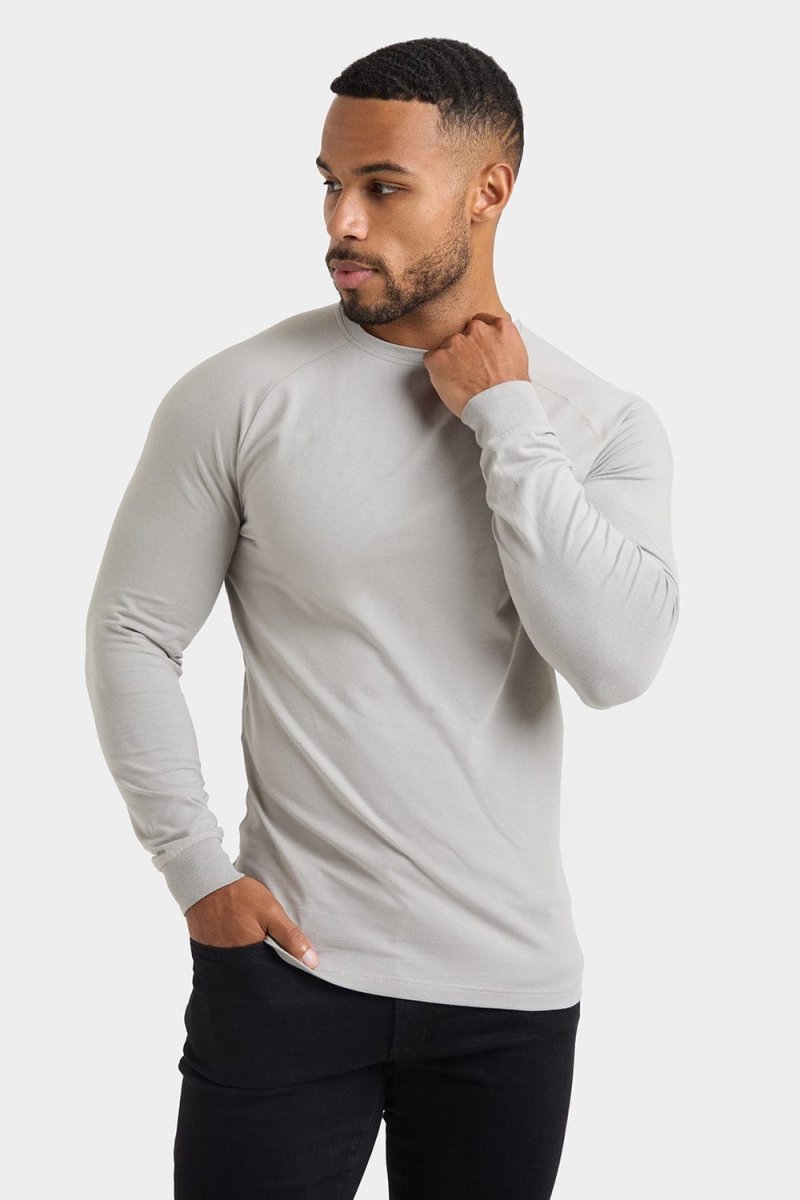 Muscle Fit Long Sleeve T-Shirt in Concrete Grey - TAILORED ATHLETE - ROW