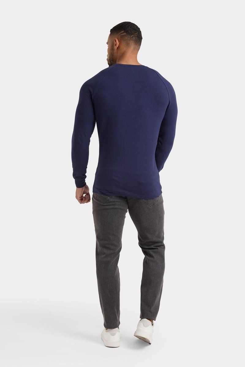 Muscle Fit Long Sleeve T-Shirt in Navy - TAILORED ATHLETE - ROW