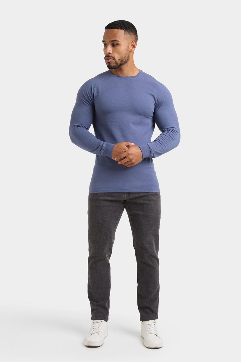 Muscle Fit Long Sleeve T-Shirt in Stone Blue - TAILORED ATHLETE - ROW