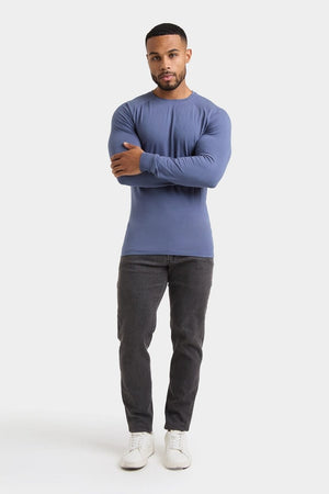 Muscle Fit Long Sleeve T-Shirt in Stone Blue - TAILORED ATHLETE - ROW