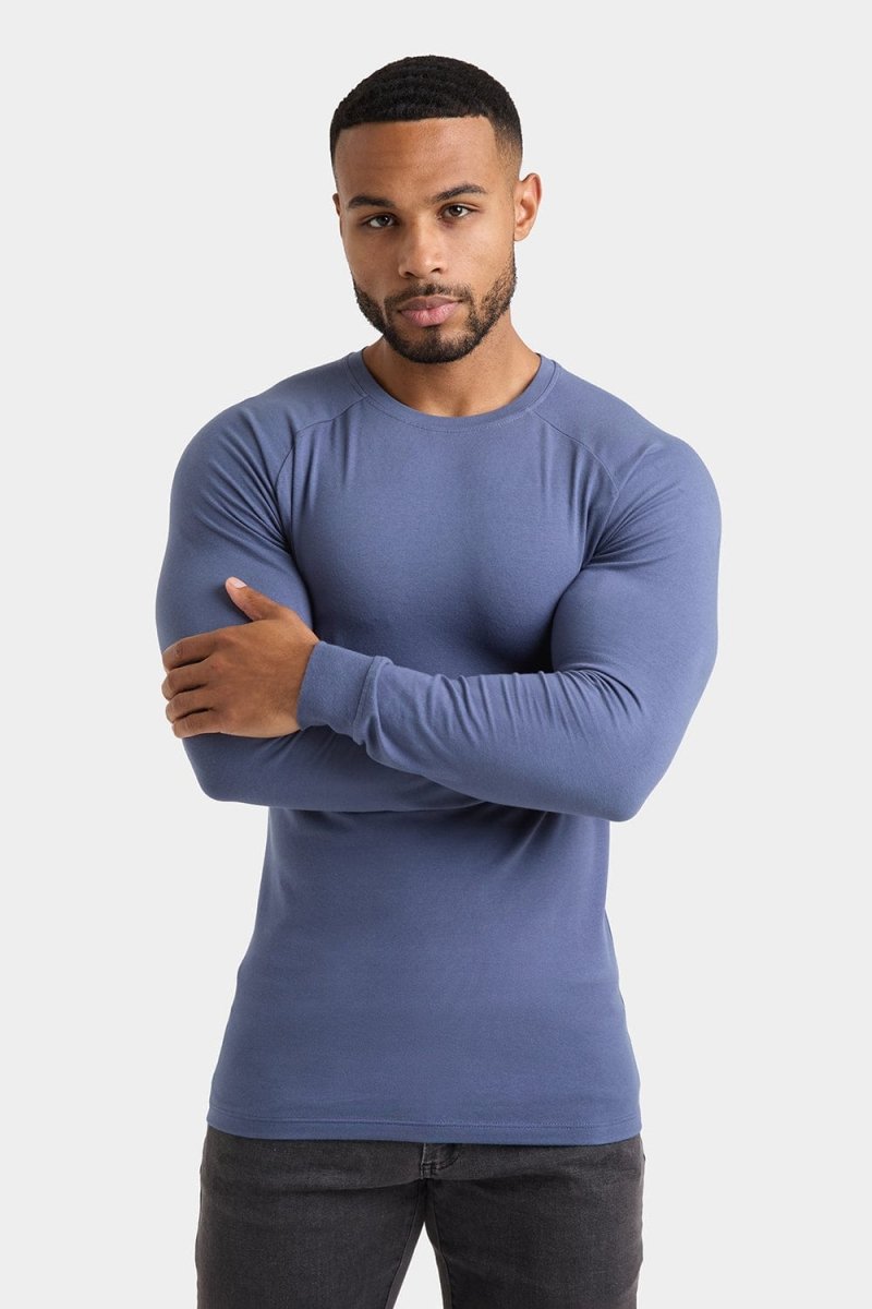Muscle Fit Long Sleeve T-Shirt in Stone Blue - TAILORED ATHLETE - ROW