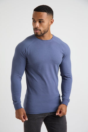 Muscle Fit Long Sleeve T-Shirt in Stone Blue - TAILORED ATHLETE - ROW