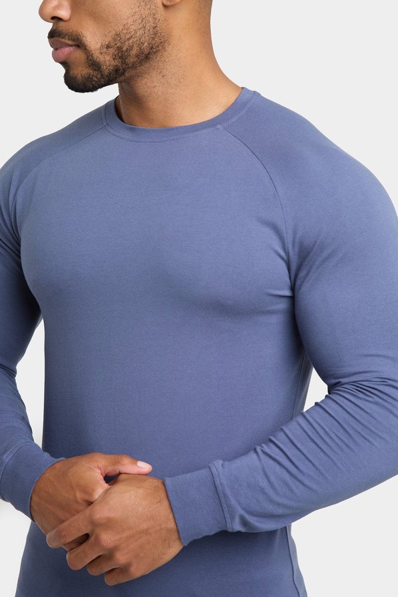 Muscle Fit Long Sleeve T-Shirt in Stone Blue - TAILORED ATHLETE - ROW