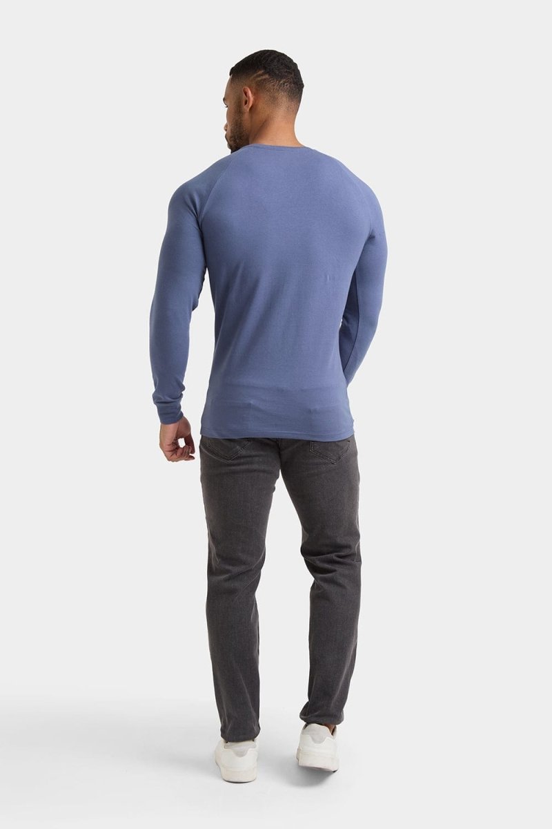 Muscle Fit Long Sleeve T-Shirt in Stone Blue - TAILORED ATHLETE - ROW