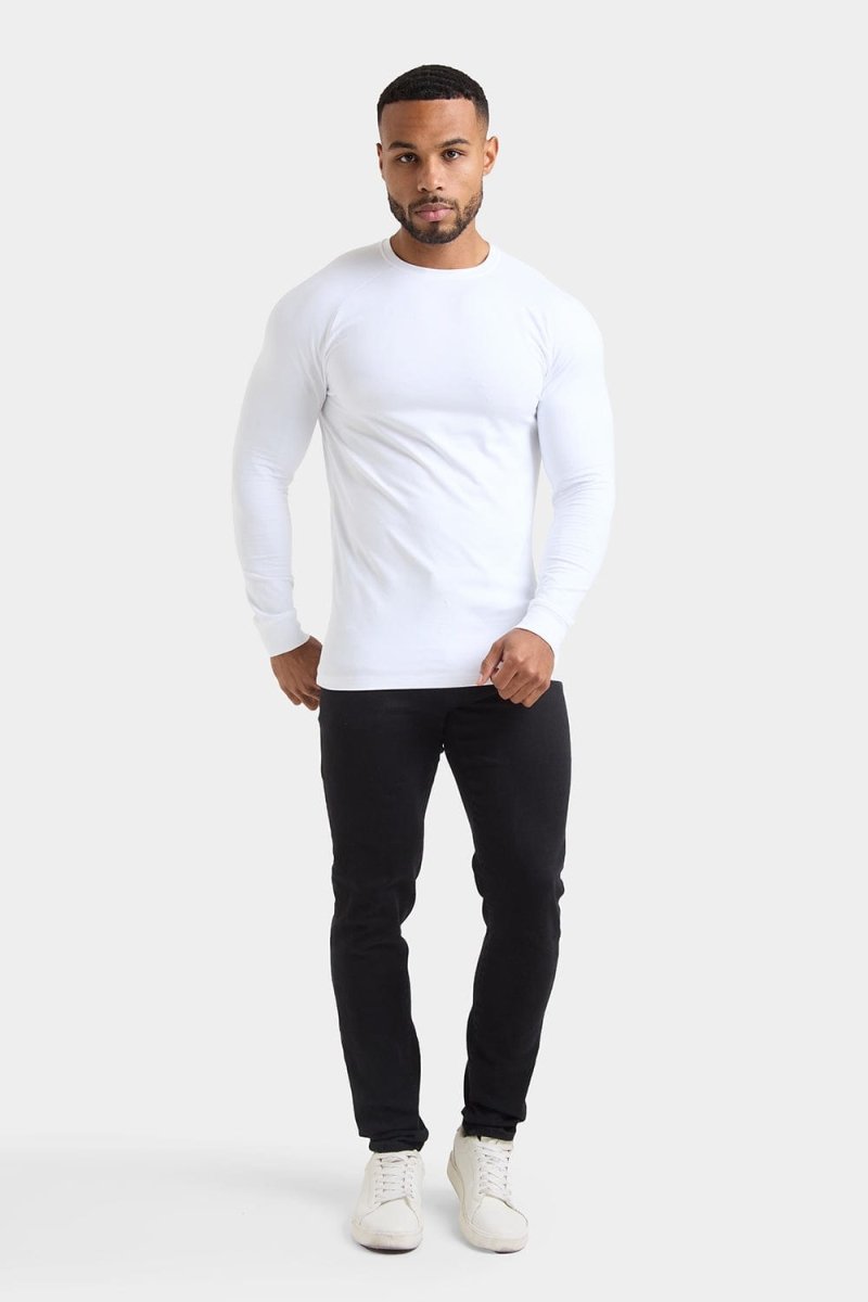 Muscle Fit Long Sleeve T-Shirt in White