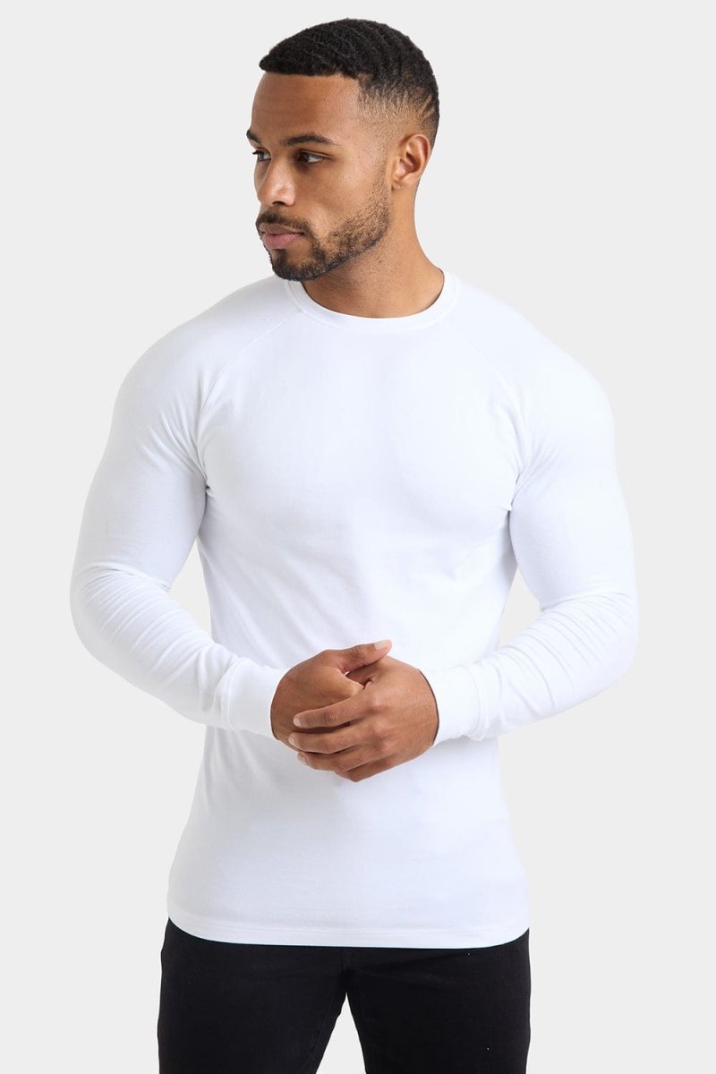 Muscle Fit Long Sleeve T-Shirt in White - TAILORED ATHLETE - ROW
