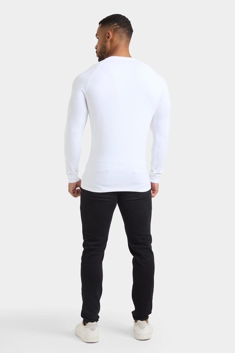 Muscle Fit Long Sleeve T-Shirt in White - TAILORED ATHLETE - ROW
