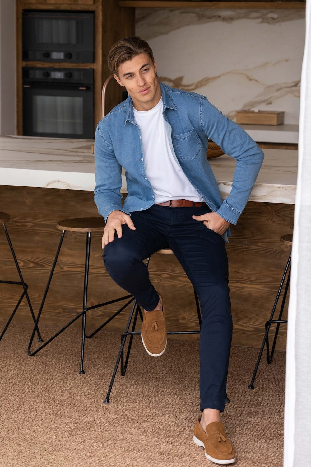 Denim Shirt in Pale Blue - TAILORED ATHLETE - ROW