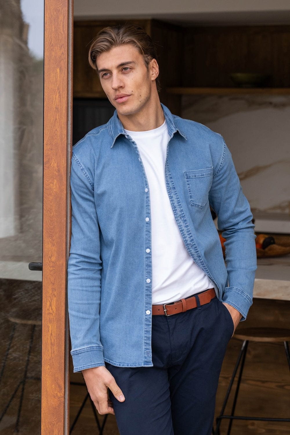 Denim Shirt in Pale Blue - TAILORED ATHLETE - ROW