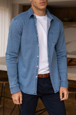 Denim Shirt in Pale Blue - TAILORED ATHLETE - ROW