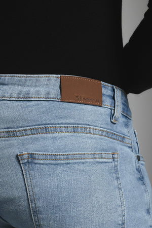 Muscle Fit Stretch Jeans in Light Blue
