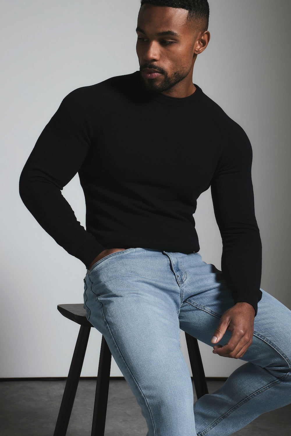 Muscle Fit Stretch Jeans in Light Blue