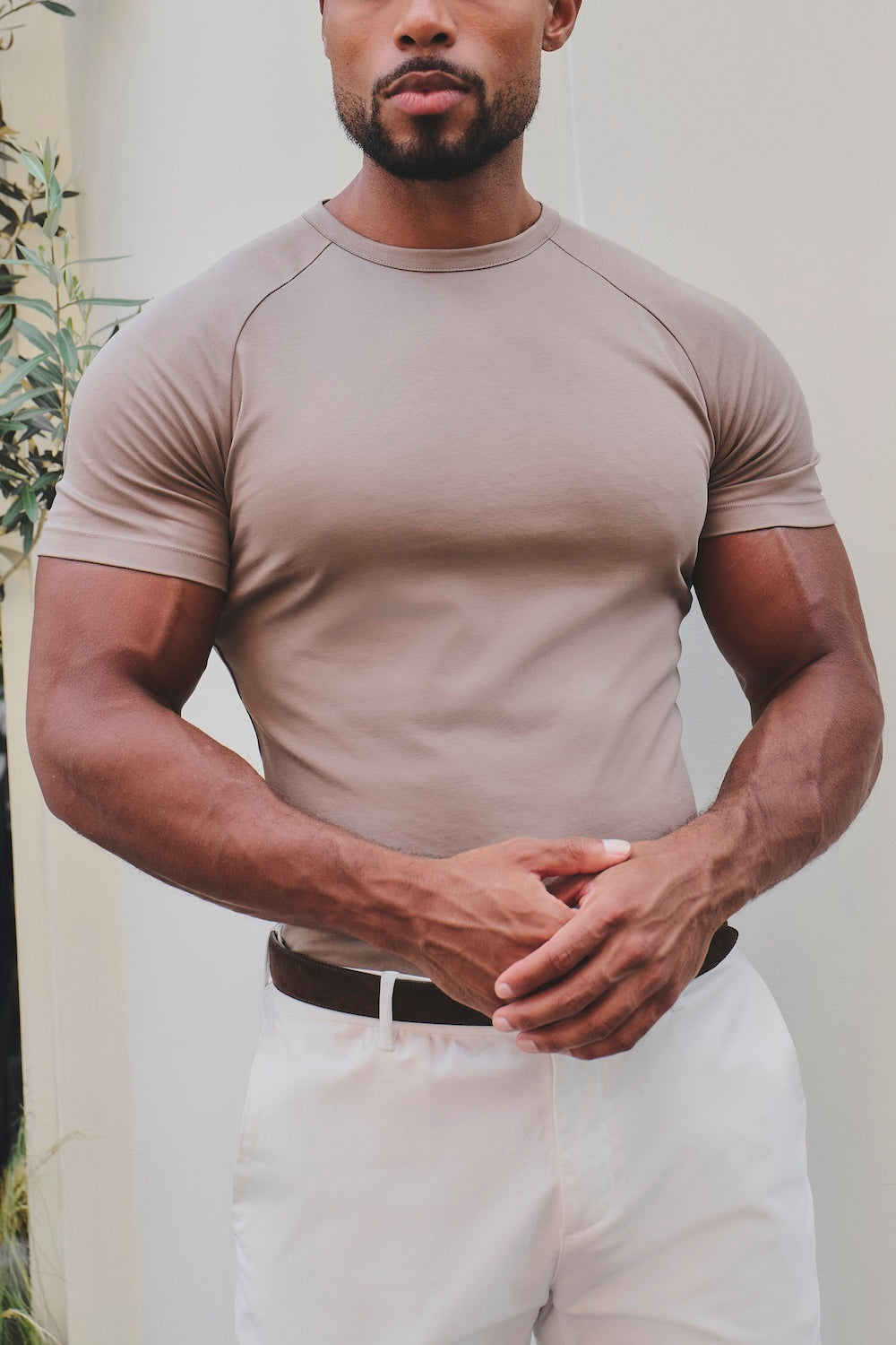 Mercerised Cotton T-Shirt in Latte