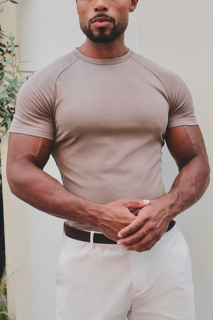 Mercerised Cotton T-Shirt in Latte