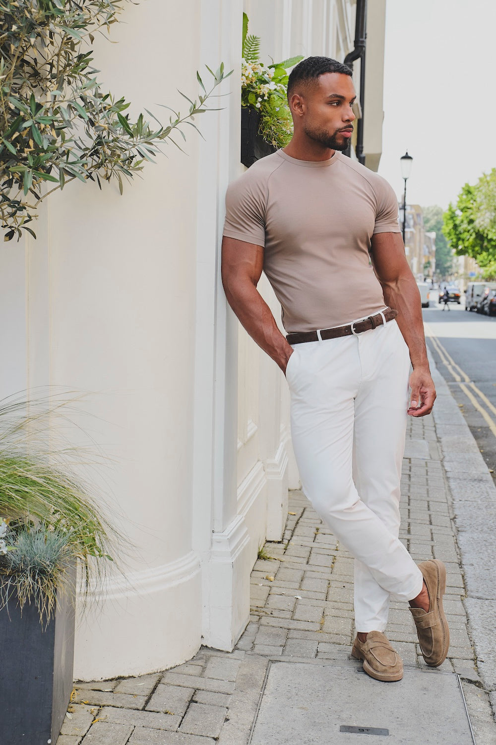 Mercerised Cotton T-Shirt in Latte