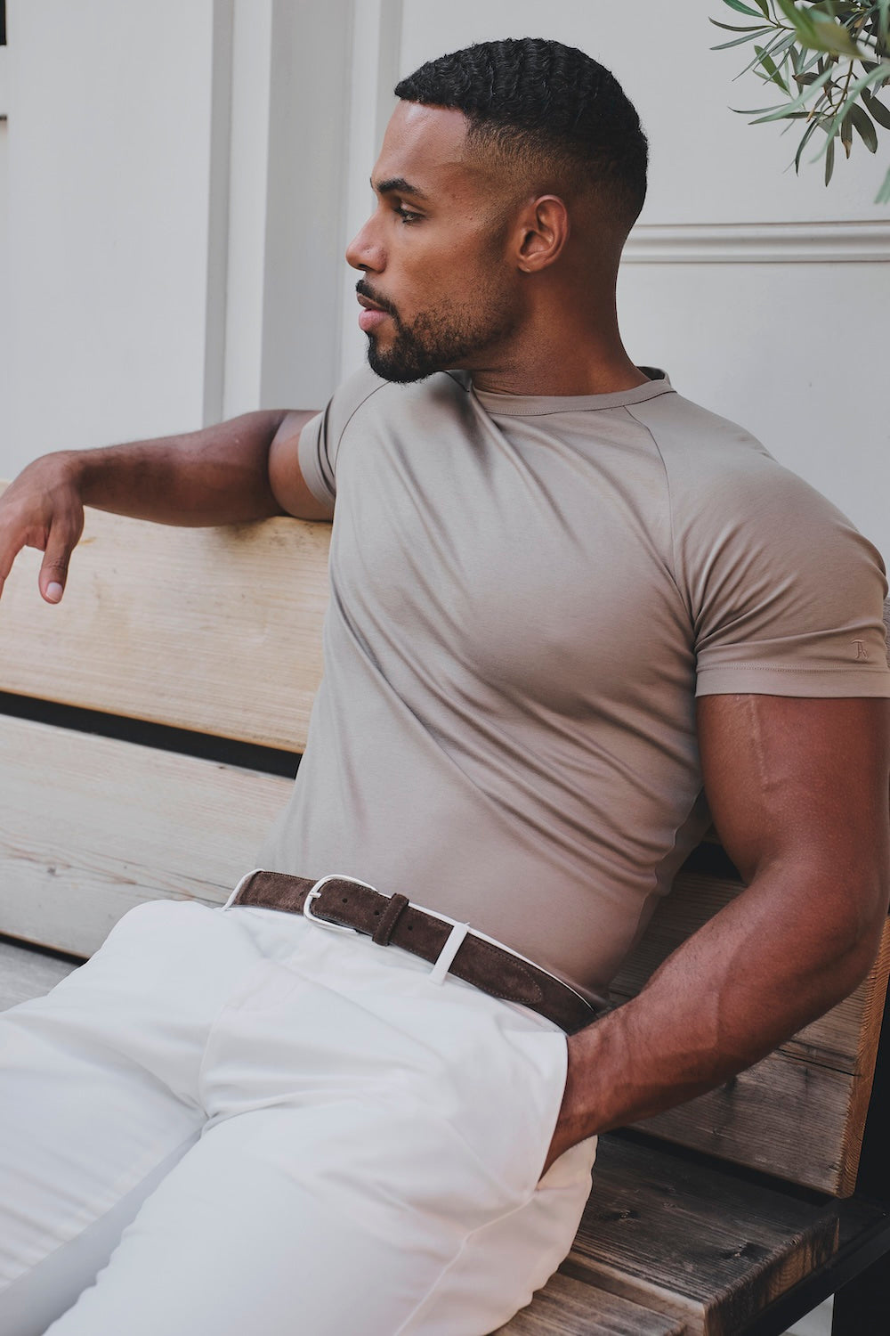 Mercerised Cotton T-Shirt in Latte
