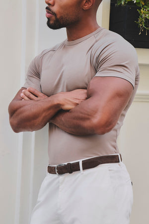 Mercerised Cotton T-Shirt in Latte