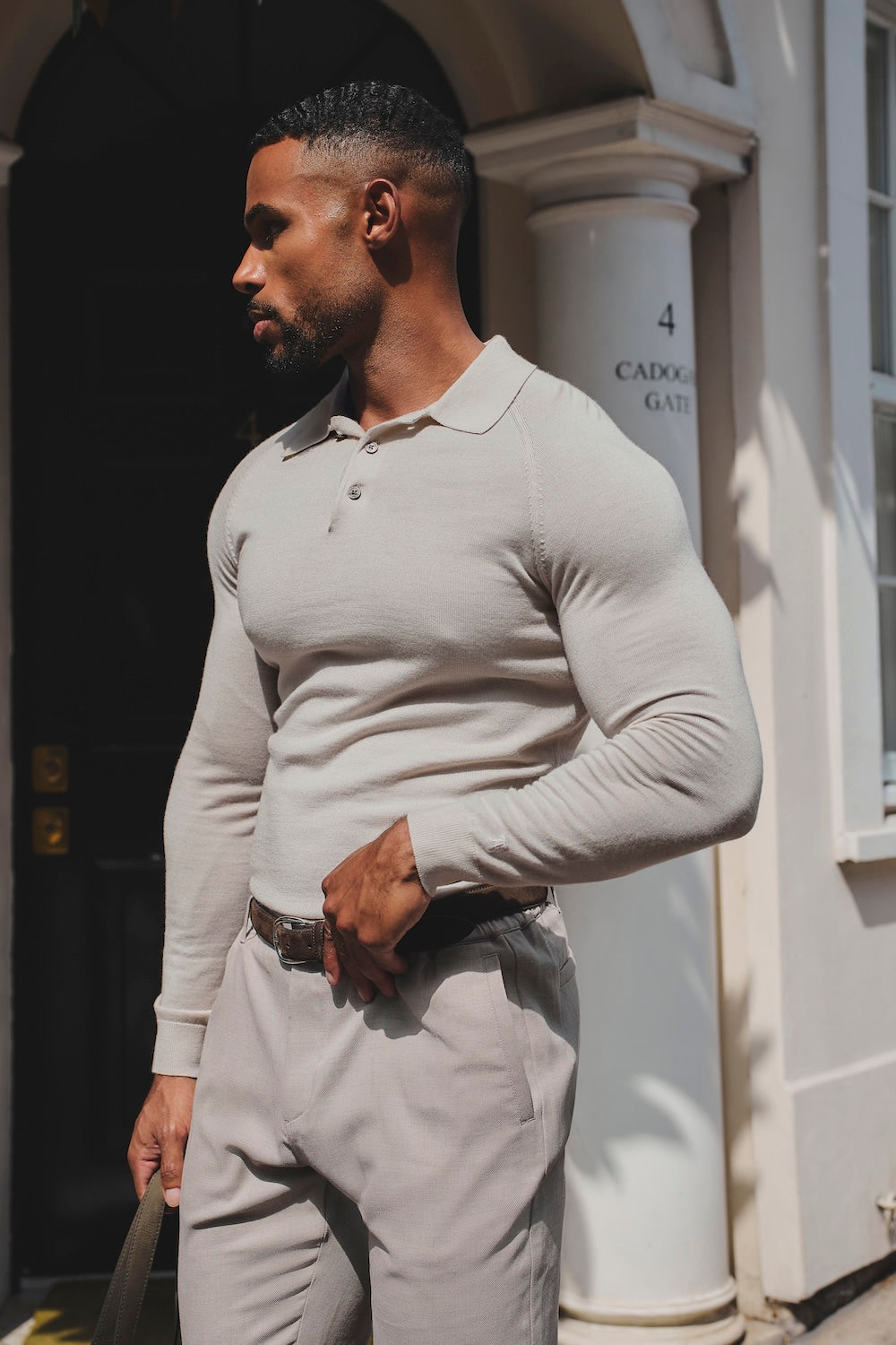 Extra Fine Merino Wool Polo Shirt in Alabaster