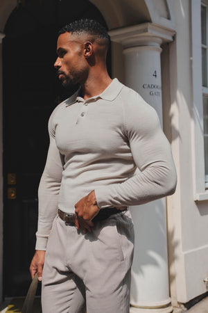 Extra Fine Merino Wool Polo Shirt in Alabaster
