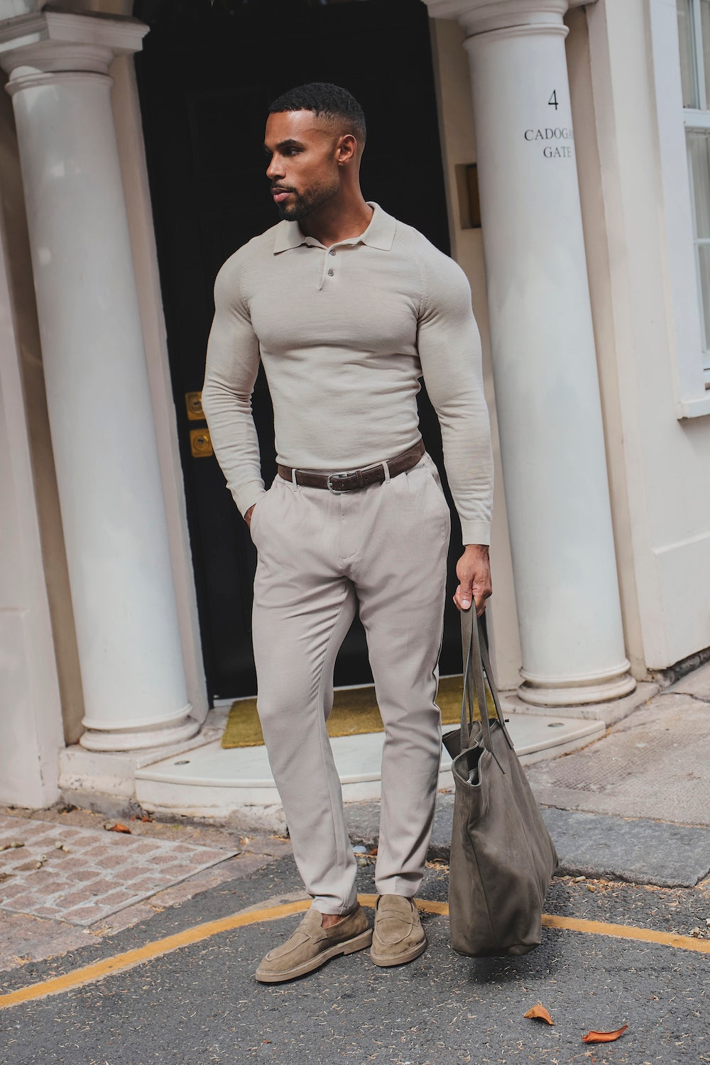 Extra Fine Merino Wool Polo Shirt in Alabaster