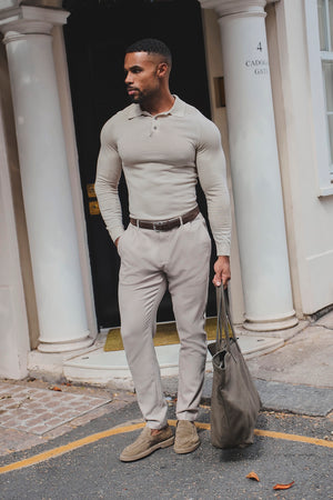 Extra Fine Merino Wool Polo Shirt in Alabaster