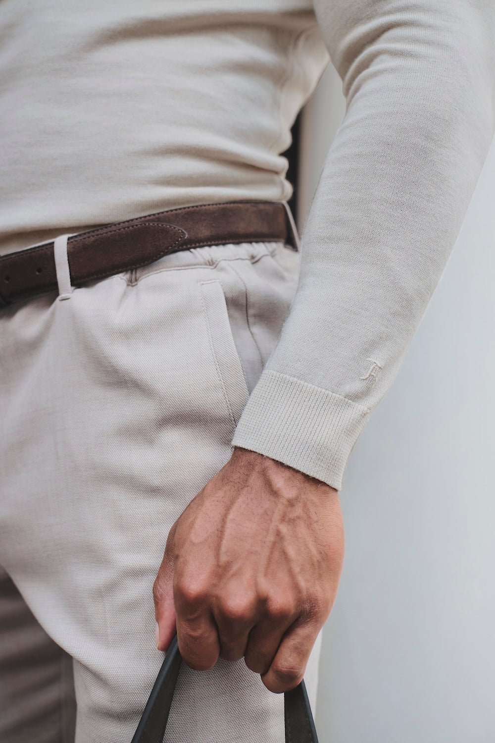 Extra Fine Merino Wool Polo Shirt in Alabaster