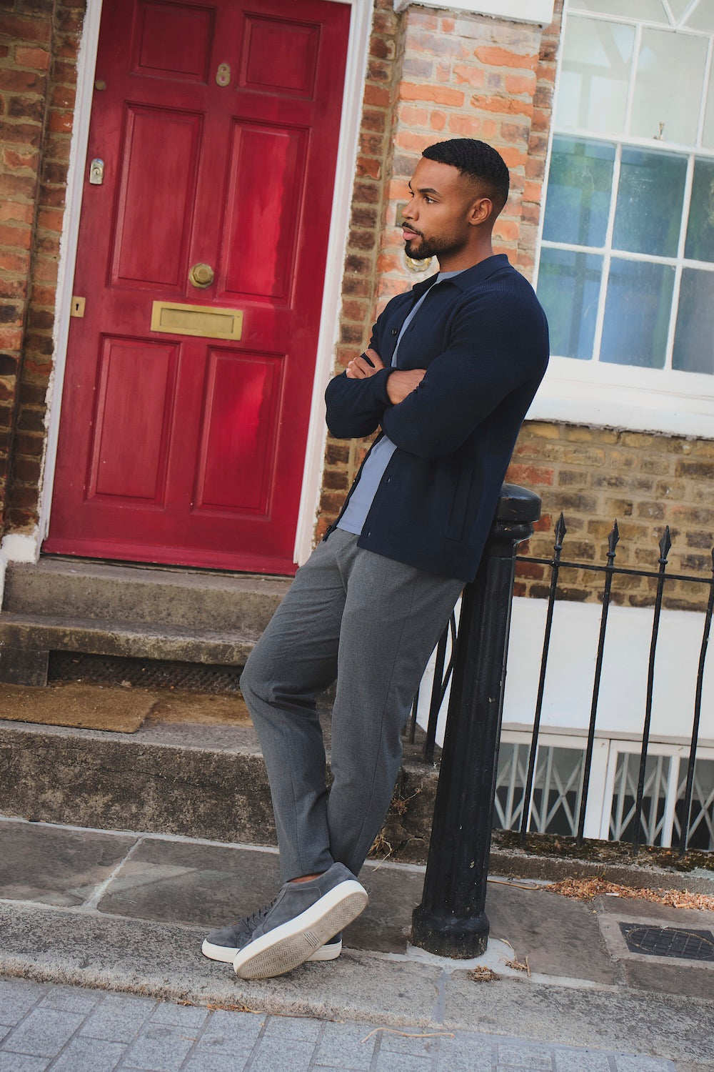Pure Cotton Knitted Button Through in Navy