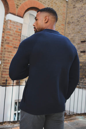 Pure Cotton Knitted Button Through in Navy