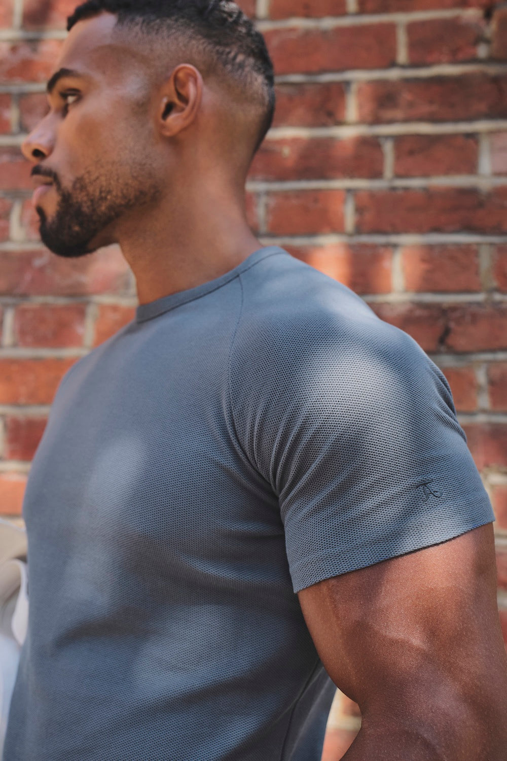 Textured Jersey T-Shirt in Slate