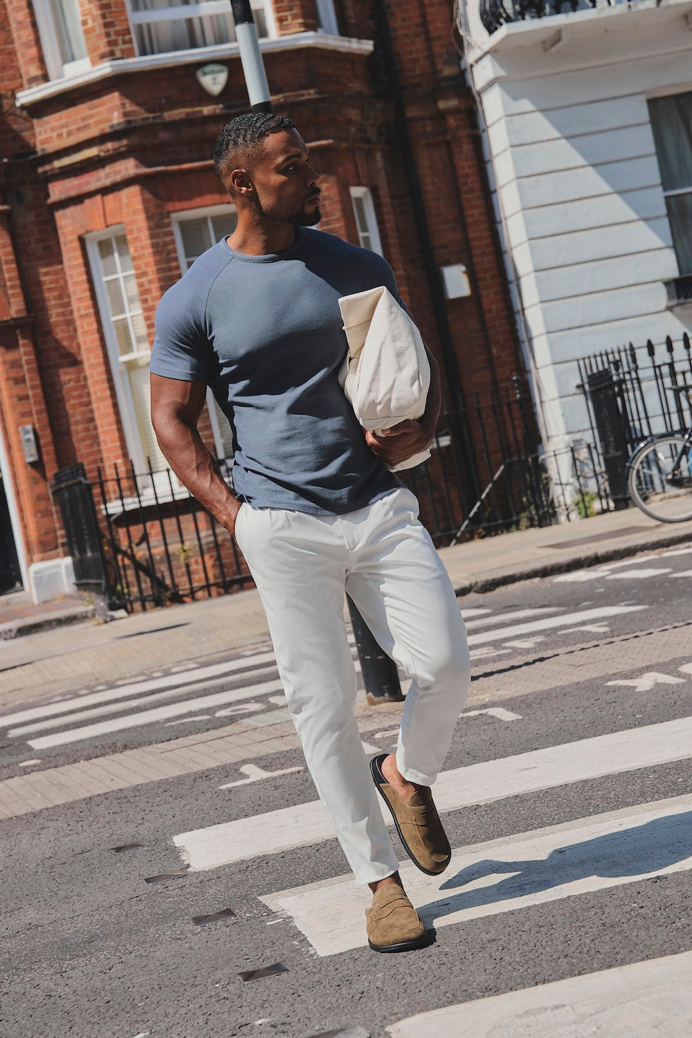 Textured Jersey T-Shirt in Slate