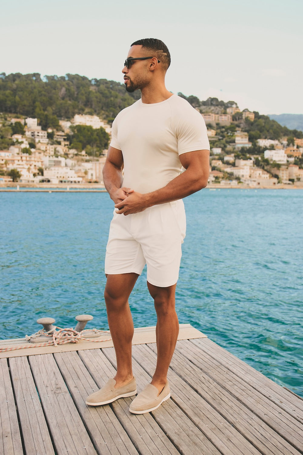 Mercerised Cotton T-Shirt in Alabaster