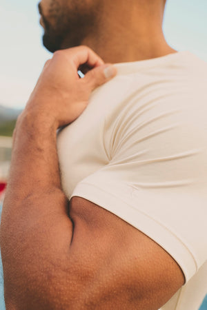 Mercerised Cotton T-Shirt in Alabaster